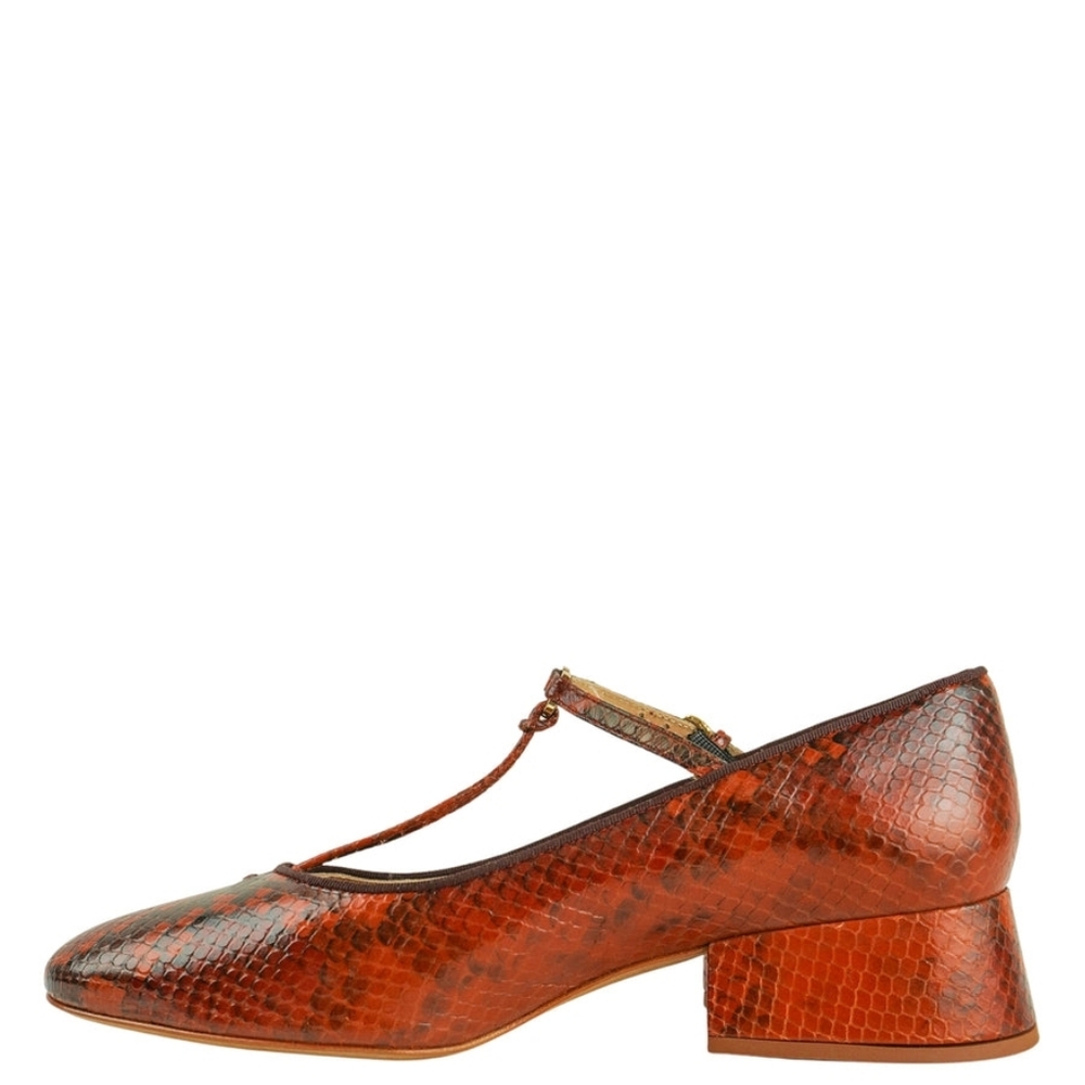 Ulla Johnson Lucy Orange Snakeskin Heels - Picture 5 of 9